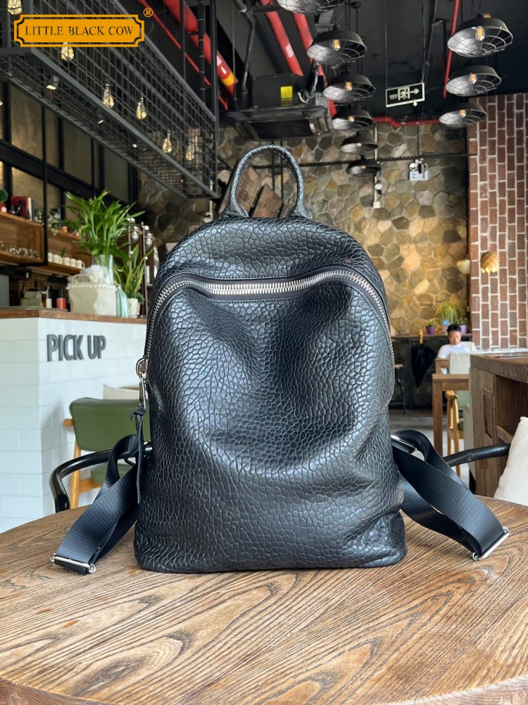 Genuine Leather Backpack - Sac à dos décontracté en peau