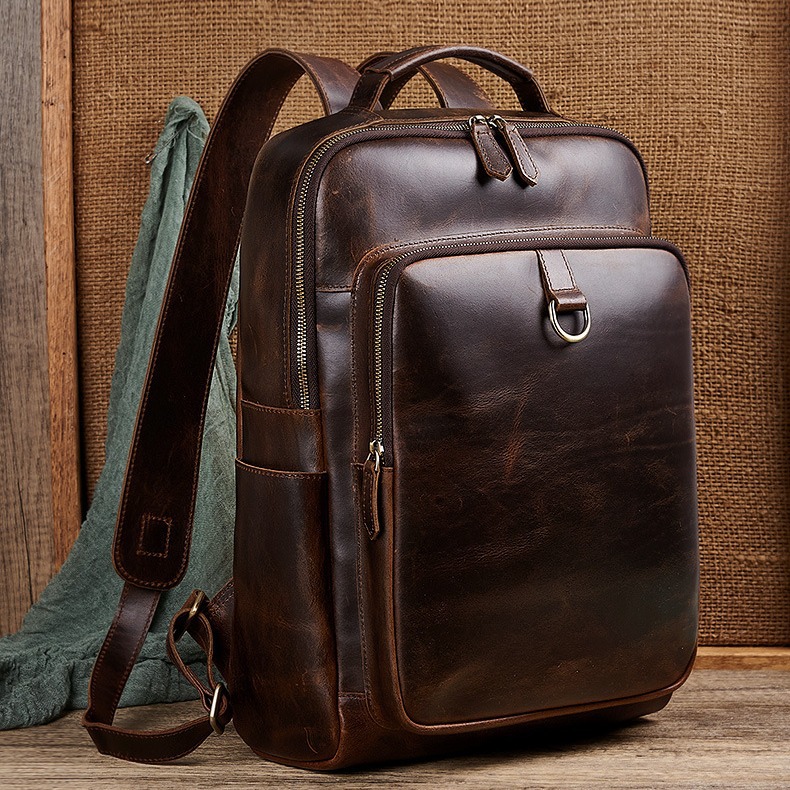 Genuine Leather Backpack - Sac à dos pour ordinateur portable
