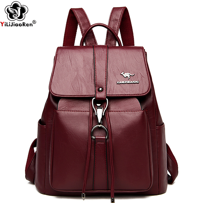 Genuine Leather Backpack - Sac à dos antivol en cuir