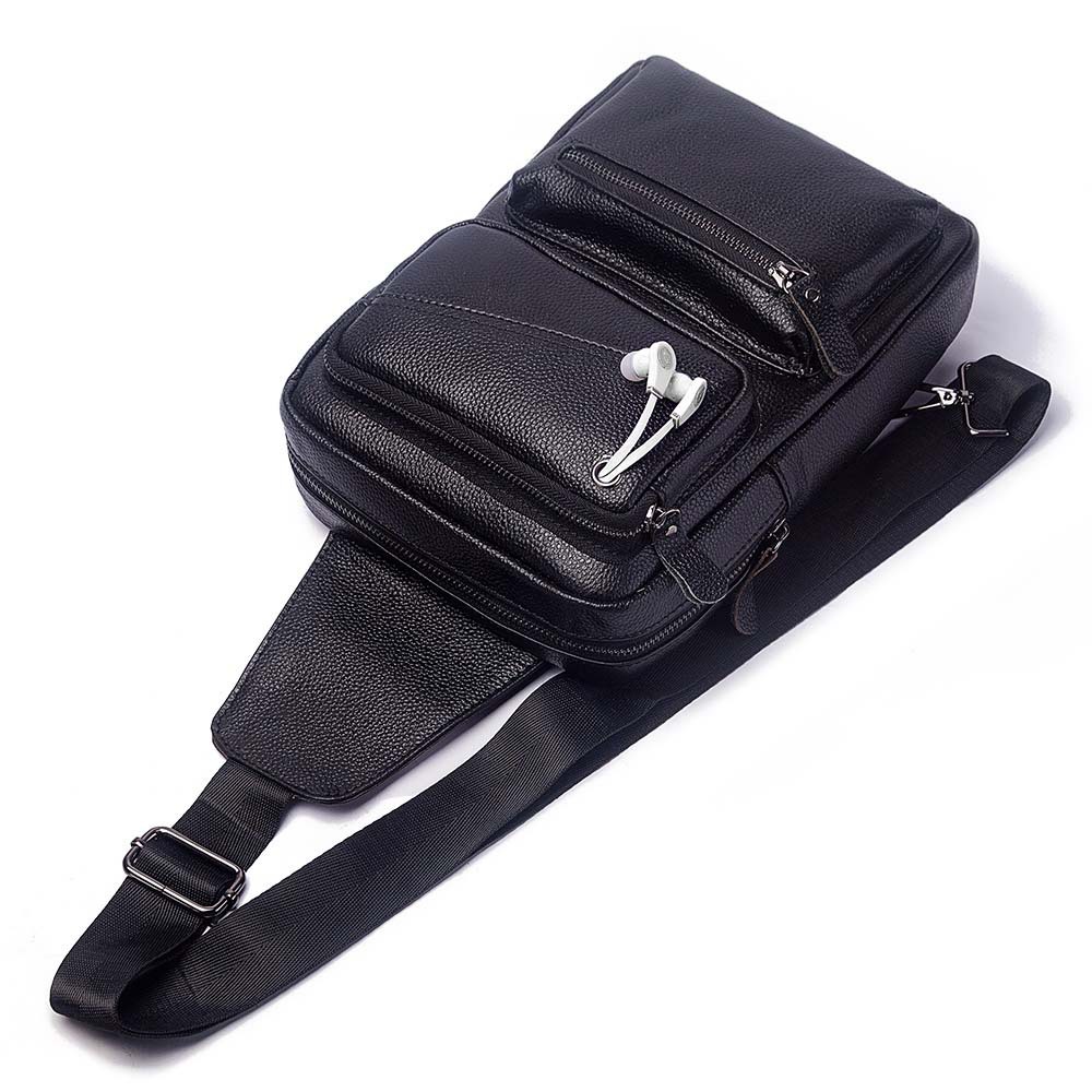 Genuine Leather Backpack - Sac de poitrine en cuir véritable