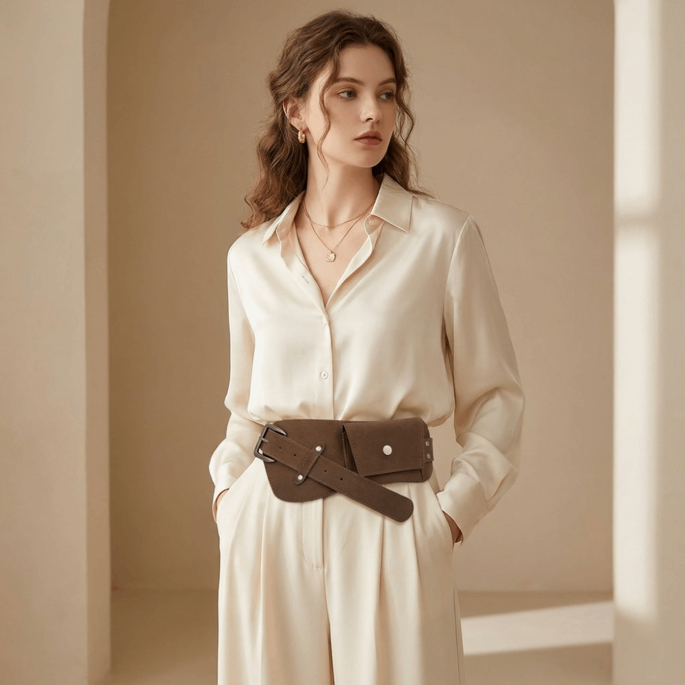 Ceinture large en PU style cow - Belt Bag Leather Wide avis et prix