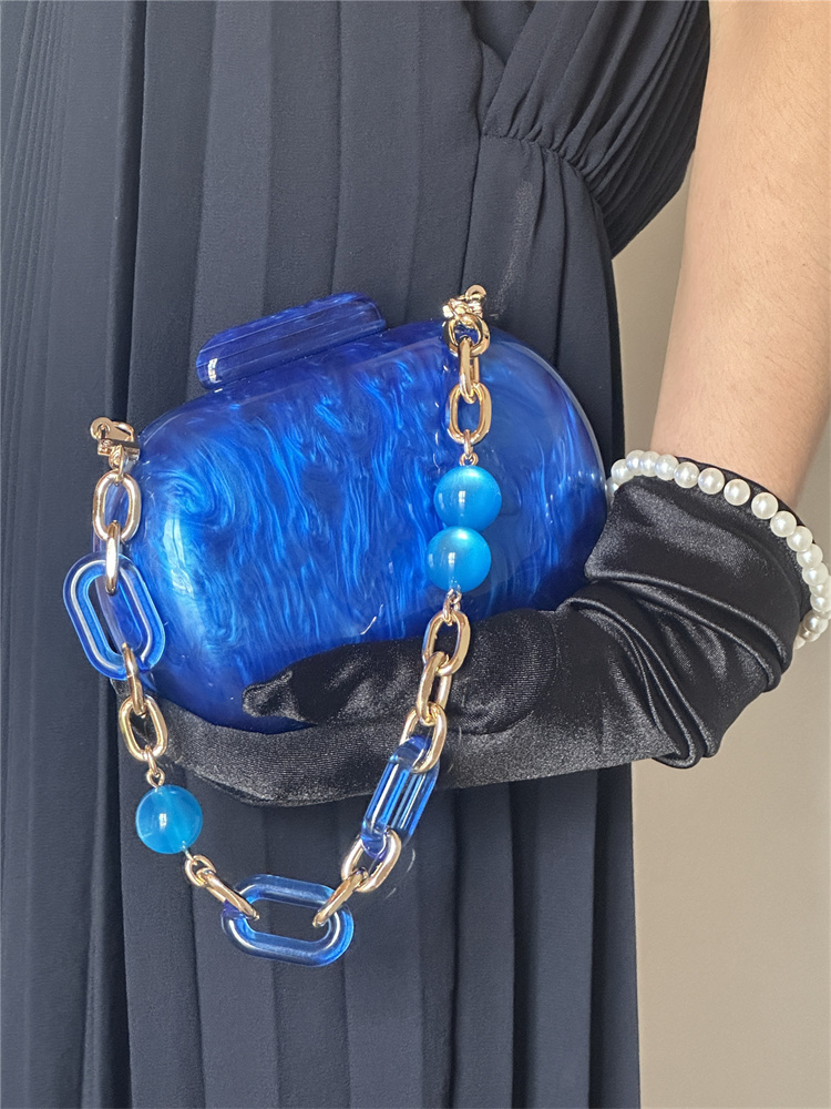Sac à main de soirée rond à mo - Luxury Bags Blue avis et prix